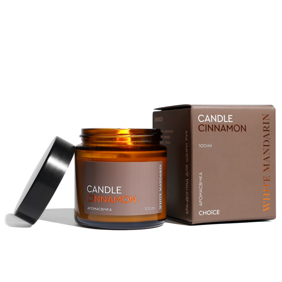 Еко Аромасвічка з соєвого воску SPA-догляд для шкіри рук Candle Cinnamon White Mandarin (100 мл)