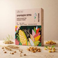 Пророщені зерна пшениці, вівса, ячменя і кукурудзи ДОБРА ЇЖА - СУПЕРФУД коробка зі стіками (100 г)