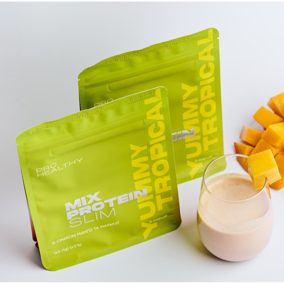 Жиросжигатель Низкокалорийный коктейль со вкусом манго и маракуйи Mix Protein Slim Yummу Tropical PRO HEALTHY CHOICE(145 г)