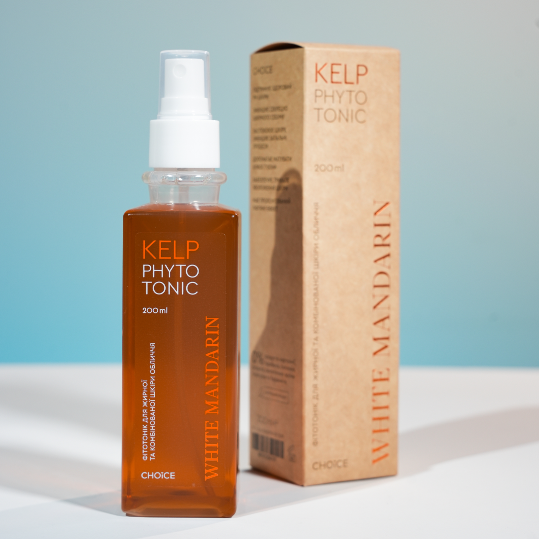 Фітотонік для жирної та комбінованої шкіри обличчя Kelp WHITE MANDARIN (200 мл)
